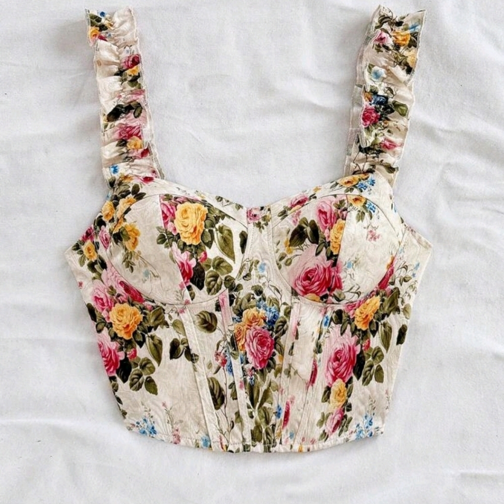Soleia Floral Print Corset Top - Picture 6 of 7